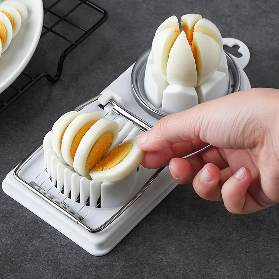 Kitchen Gadgets Wirecutter - 2-in-1 eiersnijder Roestvrij staaldraadsnijder met PP-basis