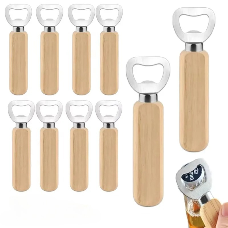 Kitchen Gadgets For Gifts - Roestvrijstalen houten flesopener voor thuis, keuken,